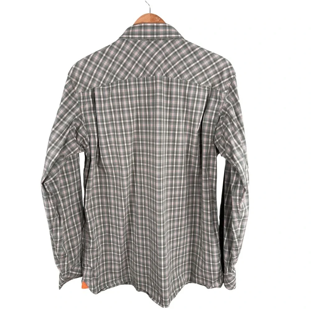 Walls Men's Size Large UPF 50+ Outdoor Plaid Pearl Snap Long Sleeve Casual Shirt